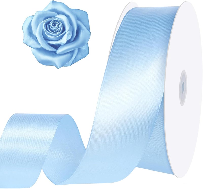 woric Light Blue Ribbon 1 1/2 Inch 120 Yards Baby Sky Blue Satin Ribbon for Baby Bridal Shower Nursery Party Decor Beach Wedding Bows Crafts Flower Bouquet Gift Wrapping - Image 1